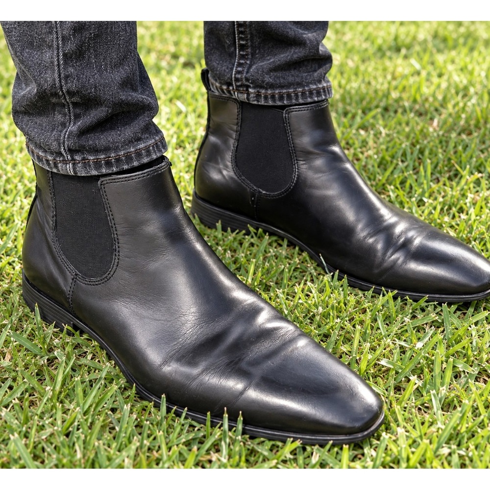 The Rail Mens Chelsea Boots EU 40 US 6-6.5 Black Leather Made Romania -3860/A2